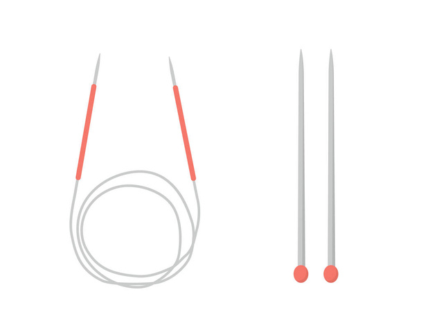 Knitting needles. Cute hand drawn tailor shop elements. Vector illustration in flat cartoon style - Vector, Image