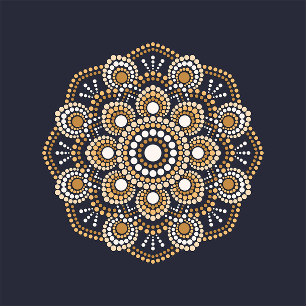 Dot painting meets mandalas. Aboriginal style of dot painting and power of mandala. Decorative flower - Vector, imagen