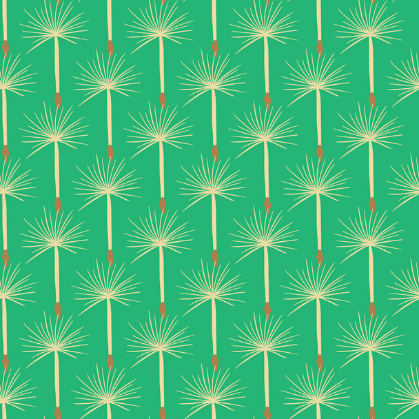 Abstract botanic seamless pattern with light dandelion ornament print. Green bright background. Flat vector print for textile, fabric, giftwrap, wallpapers. Endless illustration. - Vecteur, image