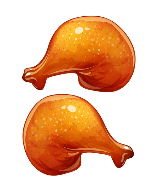 Chicken Leg. Turkey haunch. Bird food, Isolated on white background. Eps10 vector illustration. - Vetor, Imagem