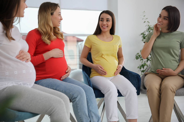 Group of pregnant women at courses for expectant mothers indoors - Фото, изображение