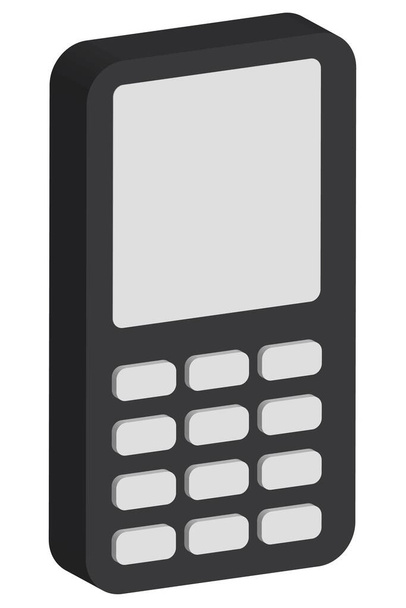 3d push-button telephone icon with blank screen for design. Mobile phone vector illustrator clip art - Vektor, Bild