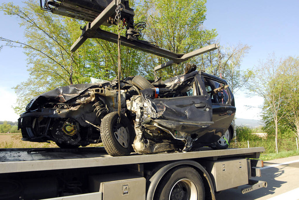 car wreck after car accident with total loss or write-off - Photo, Image