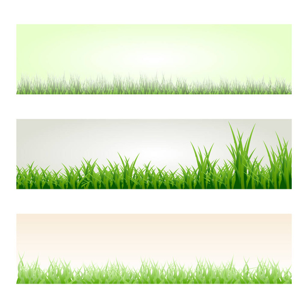 Joukko vihreää ruohoa bannerit eri sävyjä vihreä pituudet ja tiheydet. Luonnonelementtien malleja kokoelma. Jpeg - Valokuva, kuva