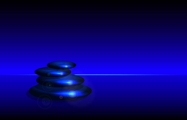 abstracto fondo azul oscuro con pila de piedras brillantes - Vector, Imagen