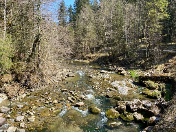 Subalpine river Ruemlig or Rumlig in a forest gorge at the bottom of the northern slopes of the Pilatus mountain massif, Schwarzenberg LU - Canton of Lucerne (Kanton Luzern), Switzerland - Foto, Bild