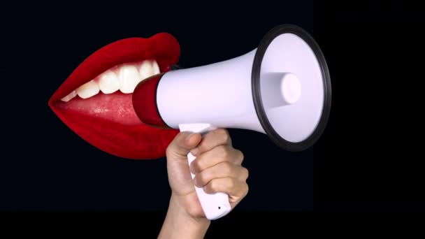 lèvres rouges se déplaçant avec haut-parleur - Séquence, vidéo