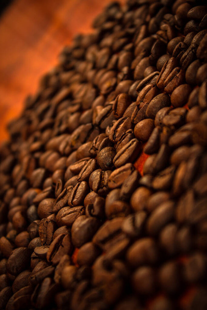 Coffee beans on the table. Coffee beans texture. - Photo, Image