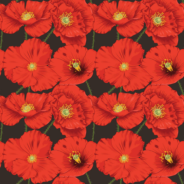 Seamless Papaver Rhoeas Flowers Pattern - Διάνυσμα, εικόνα