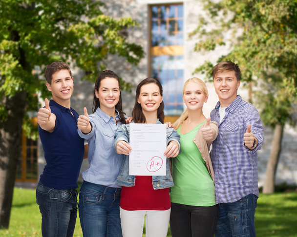 group of students showing test and thumbs up - Photo, Image