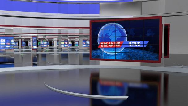 Haber Stüdyosu, TV programları için arkaplan .tv Wall3D Sanal Haber Stüdyosu Arkaplanı, 3D illüstrasyon - Fotoğraf, Görsel