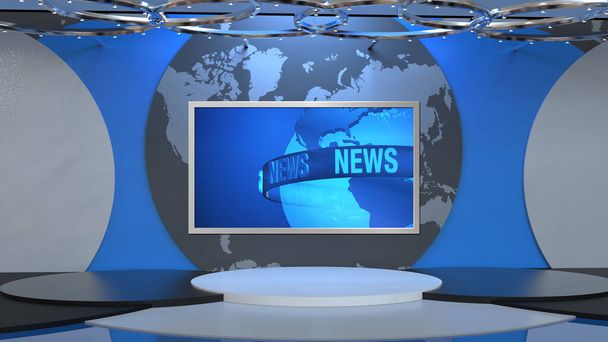 News Studio, Toile de fond pour les émissions de télévision .TV On Wall.3D Virtual News Studio Fond, illustration 3D - Photo, image