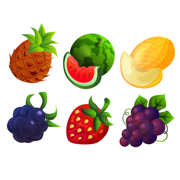 various cute fruit game icon set - Vektor, Bild