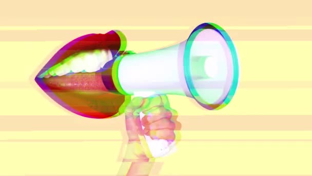 Rote Lippen bewegen sich mit Lautsprecher - Filmmaterial, Video