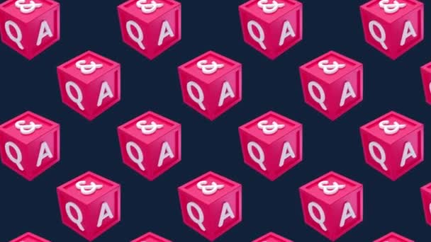 Kérdés és Válasz kocka doboz QA Minimális Motion art zökkenőmentes minta 4k mozgás design animáció Absztrakt 3d render background Loopable sequence - Felvétel, videó