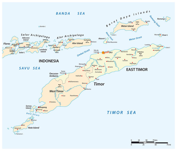 Karte der Insel Timor, Osttimor und Indonesien - Vektor, Bild