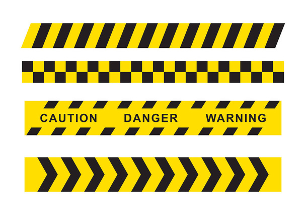 Vector illustration of the yellow caution warning tape - Вектор,изображение