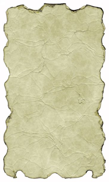 Antique parchment banner with burnt and curled edges isolated on white background. 3D fantasy illustration. Old vintage scroll with wrinkles and folds. Medieval ancient shield. Menu template. - Photo, Image