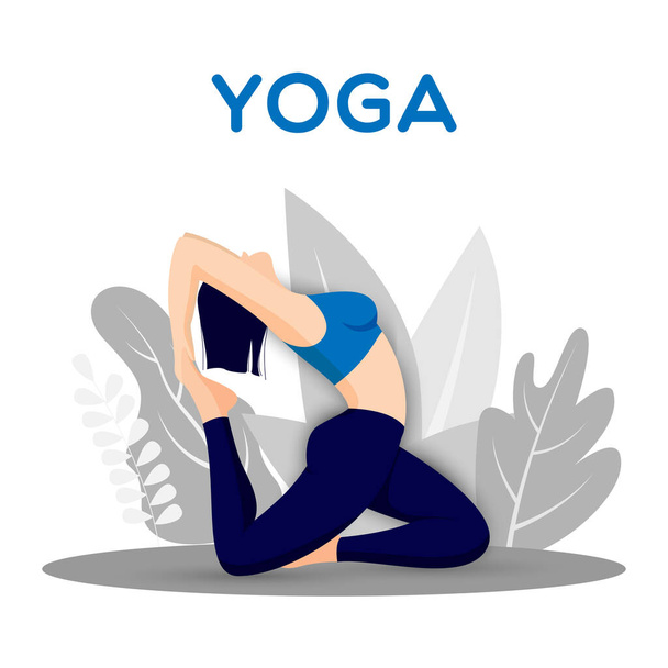 vrouw het beoefenen van yoga asana, zeemeermin yoga pose vrije vector - Vector, afbeelding