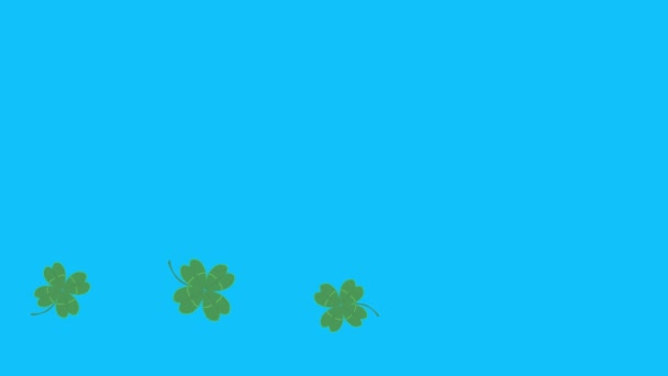 Green Lucky leaves animation on blue screen chroma key, graphic source elements - Séquence, vidéo