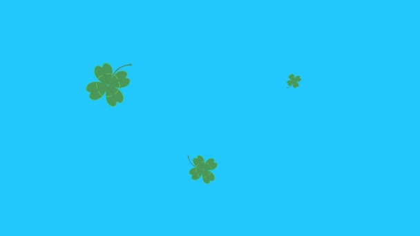 Green Lucky leaves animation on blue screen chroma key, graphic source elements - Metraje, vídeo