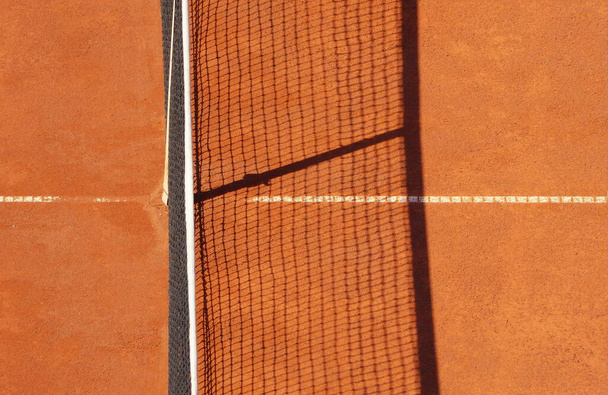 Tennis net on a tennis clay court - Photo, Image