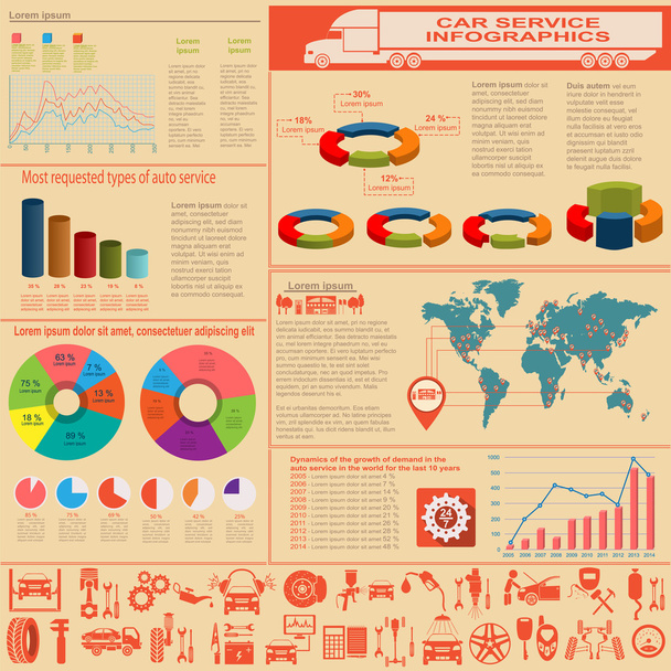 υπηρεσία αυτοκινήτων, επισκευή infographics - Διάνυσμα, εικόνα