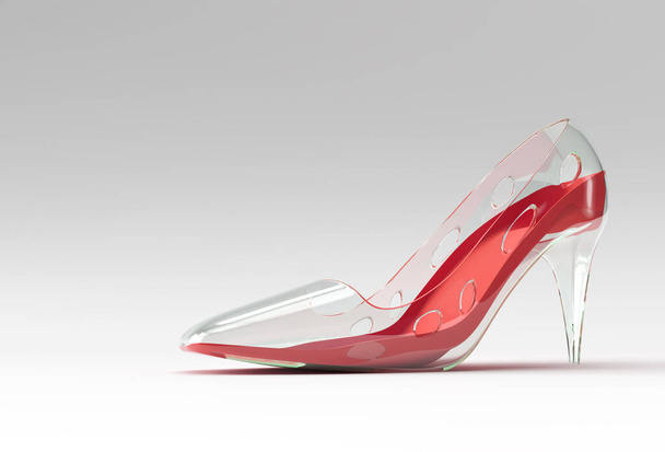 3D Render élégantes chaussures classiques pour femmes dans les hautes collines sur un fond de couleur. - Photo, image