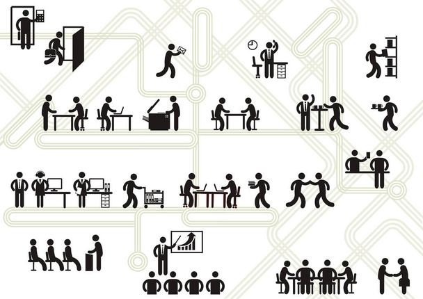 Equipo empresarial trabajando juntos - ilustración de la estrategia - Vector, Imagen