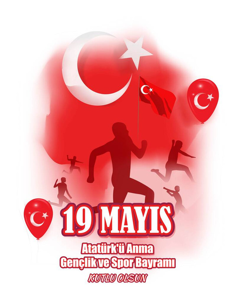 Concepto de ilustración vectorial del 19 de mayo Conmemoración del Atatrk, Día de la Juventud y el Deporte. - Vector, imagen