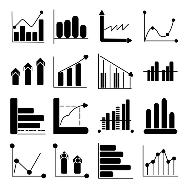 Pack of Bar Chart Glyph  Icons - Vector, Image