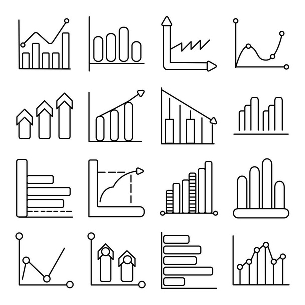 Pack of Bar Chart linear  Icons - Wektor, obraz