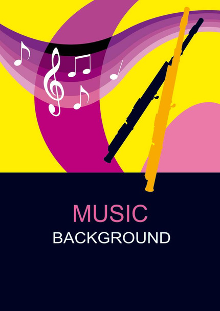 Music graphic with transverse flute in vector quality. - Vector, Image
