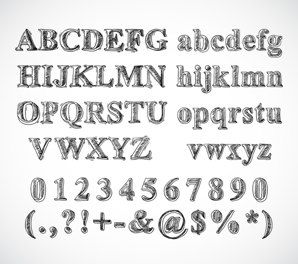 Sketch alphabet font - Vector, Image