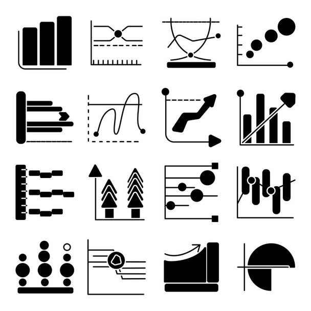 Packung mit Glyphen-Symbolen für die Zusammenführung von Diagrammen - Vektor, Bild