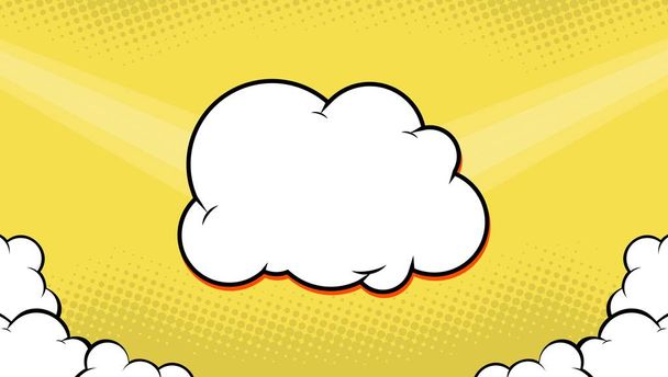 Pop art comic background with cloud and dot halftone. Cartoon Vector Illustration  - Vector, Image