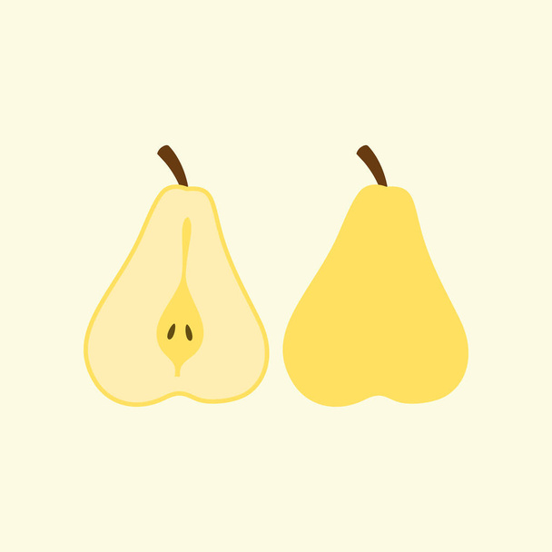 Fresh slice pear icon. Flat illustration of fresh slice pear vector icon for web design. Flat yellow pear vector png for icon logo in cute cartoon background fruits. Natural product. Veggie food - Vector, Image