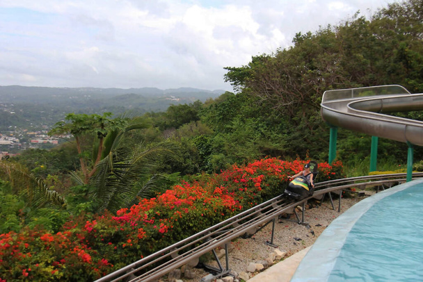 Jamaica Mystic Mountain Water park, slides near the pool - Fotoğraf, Görsel