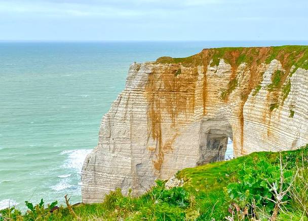 The white chalk cliffs of Etretat in France - Photo, Image