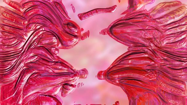 デジタルレンダリング概要ピンクの液体効果背景 - 写真・画像