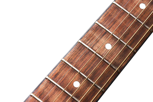 pescoço guitarra acústica isolada no fundo branco - Foto, Imagem