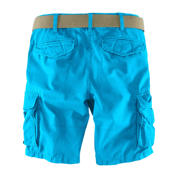 Muestra tus diseños como un experto con este Back View Fantastic Men 's Shorts Mockup In Blue Atoll Color. Personaliza todo lo que necesitas. - Foto, imagen