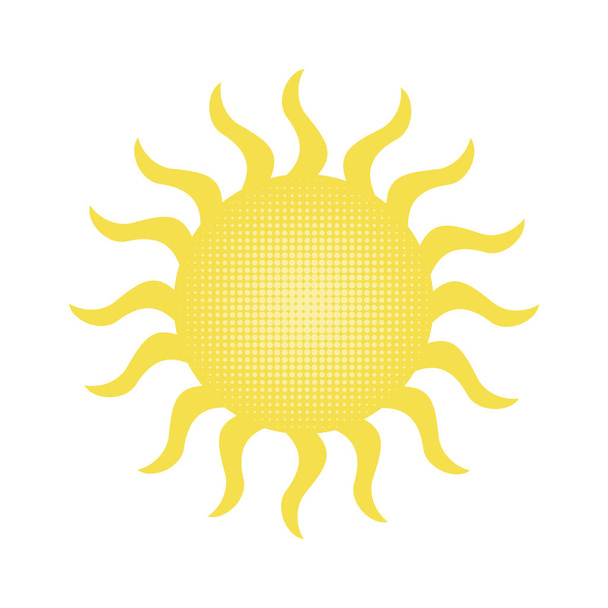 The sun is yellow on a white background. Star of the galaxy. Print for clothes, decorative pillows, book cover designs, weather forecast icon.  - Photo, Image