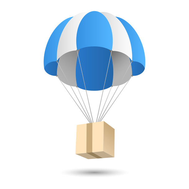 Parachute geschenk levering concept embleem - Vector, afbeelding
