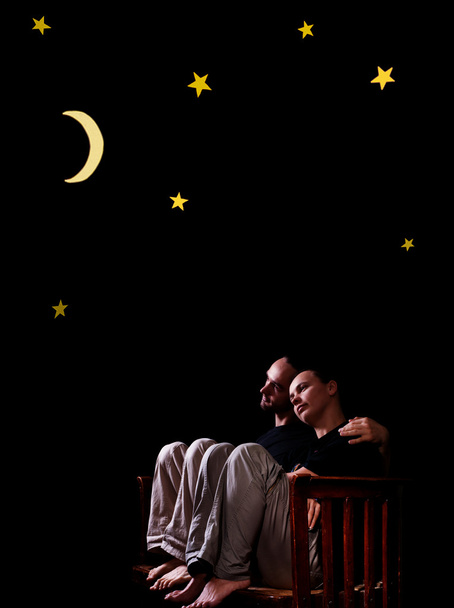 St. Valentine's Day. Couple under starry sky - Photo, Image
