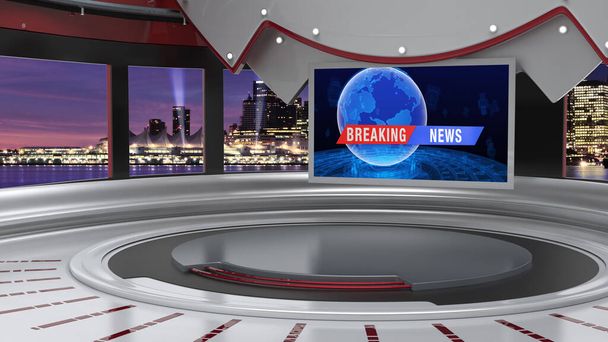 3D Virtual News Studio Background, illustrazione 3d - Foto, immagini