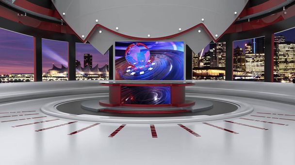 3D Virtual News Studio Background, illustrazione 3d - Foto, immagini