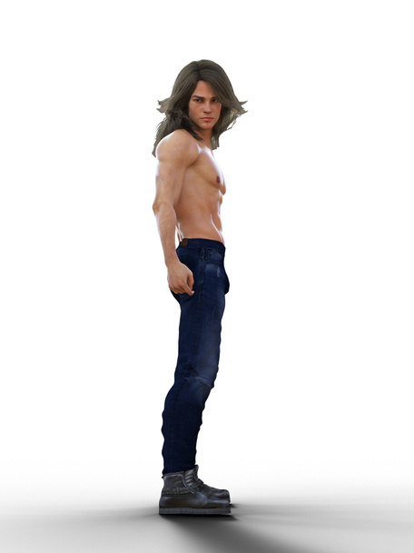 Shirtless young long-haired man - Fotó, kép
