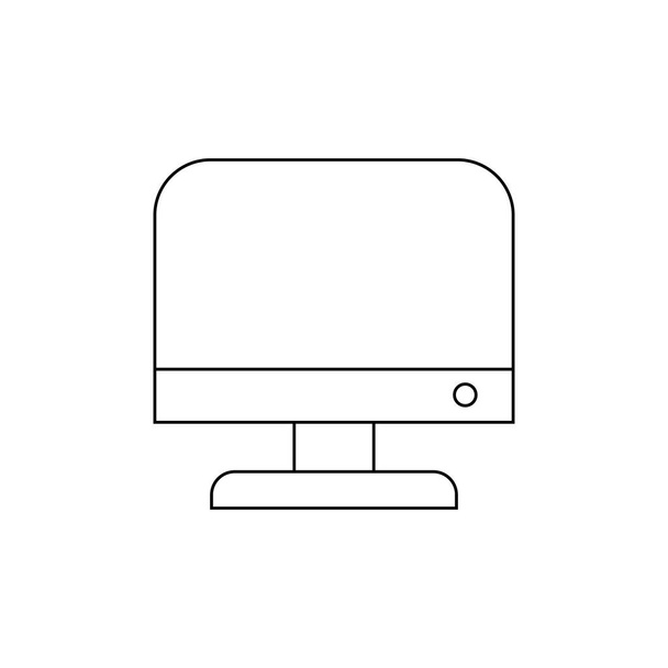 Computer monitor screen flat line icon. Cartoon desktop PC frame. Vector illustration isolated. - Vector, Image