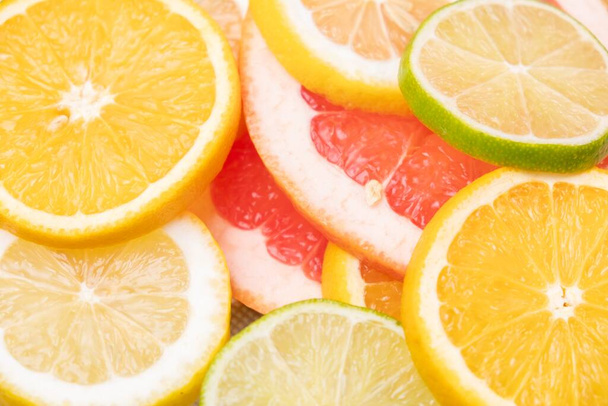 Macro citrus healthy food fresh orange background. refreshment close-up - Photo, image